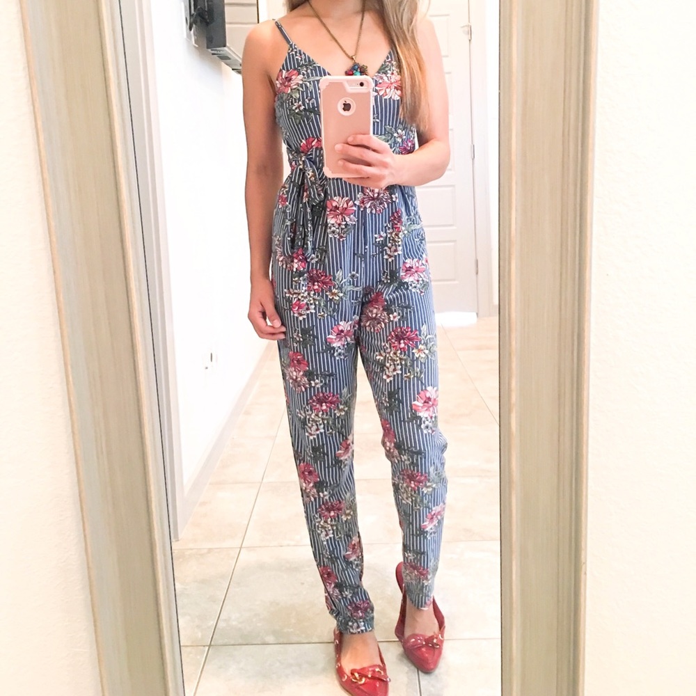 Floral w strippes Jumpsuit
